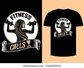 Fitness Girls Hard Work For T-shirt Design Vector Eps.