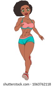 fitness girls on a light jog for your design