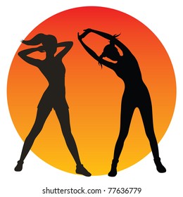 Fitness girls silhouettes