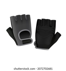 Fitness Gloves Accessories For Training Vector. Fitness Gloves Athlete Hand Protection Sport Clothes For Exercising In Gym. Sportswear Exercise On Sportive Equipment Template Realistic 3d Illustration