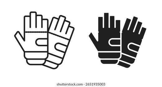 Fitness Gloves icon. Flat and stroke versions. Graphic elements.