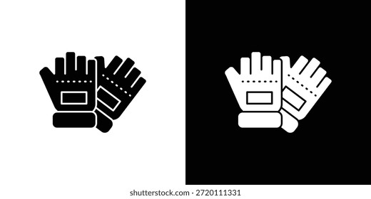 Fitness Gloves icon simple flat graphic illustrations. Black and white silhouette vector