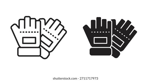 Icono de guantes de fitness en estilo lineal y plano delgado. conjunto de signos y símbolos