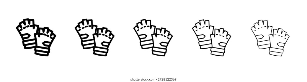 Vector del icono de los guantes de la aptitud en pictograma lineal editable del movimiento
