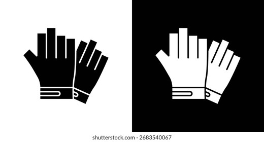 Fitness-Handschuhe, Symbol, Vektorgrafik. Flacher, einfarbiger, schwarzer Vektor