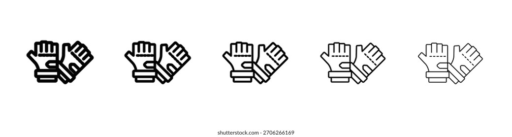 Fitness Gloves icon web Vector collection in black strokes