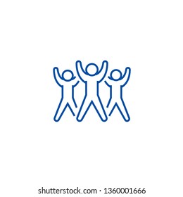 Fitness group, aerobics line icon concept. Fitness group, aerobics flat  vector symbol, sign, outline illustration.