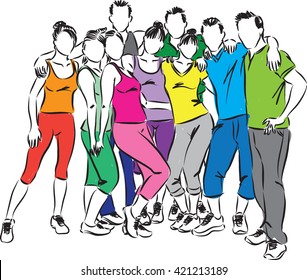 fitness group people  illustration