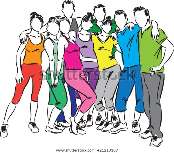 Fitness Group People Illustration Stock Vector (Royalty Free) 421213189 ...