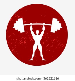 Fitness grunge poster.  For logo, T-shirt design, banner, stamp, poster, bodybuilding or fitness club.