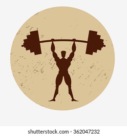 Fitness grunge poster.  For logo, T-shirt design, banner, stamp, poster, bodybuilding or fitness club.