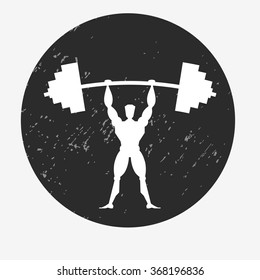 Fitness grunge poster.  For logo, T-shirt design, banner, stamp, poster, bodybuilding or fitness club.