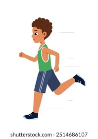 O cara da boa forma corre. Homem de uniforme esportivo correndo. Estilo de vida ativo e esportes. Maratona e corrida de velocidade. Esportista de roupas esportivas. Ilustração de vetor plano isolada no plano de fundo branco