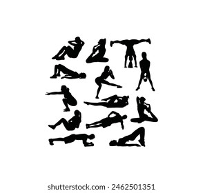 Fitness and Gym Activity Silhouettes, art vector design