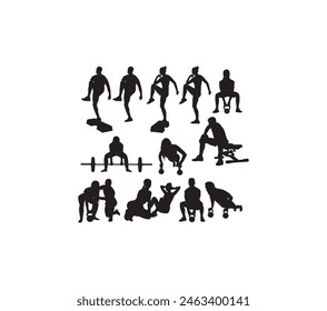 Fitness Gym Activity Silhouettes, art vector design