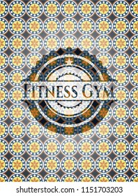 Fitness Gym arabic emblem. Arabesque decoration.