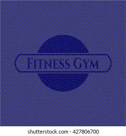Fitness Gym badge with denim texture