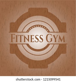 Fitness Gym badge with wood background