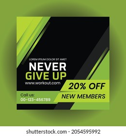 Fitness Gym Banner Social Media Post Template