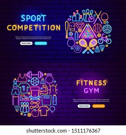 Fitness Gym Banners. Vector Illustration of Sport Promotion.