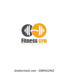 Fitness Gym Barbell Dumbbell logo design, Fitness Gym logo symbol illustration design template, vector