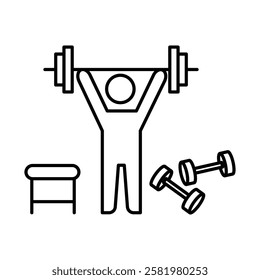 Fitness gym with barbell icon Black and white logo