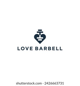 Fitness gym Barbell with Love Heart logo template vector illustration	