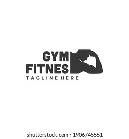 Fitness Gym Biceps. Arm Muscle Silhouette Logo Design Vector Icon Illustration