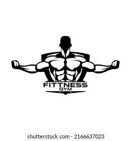 Fitness Gym Bodybuilder Logo With Athletic Man  Vector Illustration