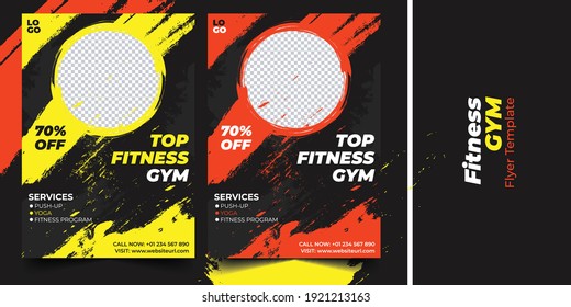 fitness gym brush effect flyer design for promote your business