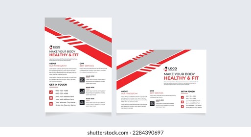 fitness gym brush effect flyer design for promote your business