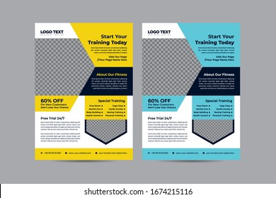 Fitness Gym Business Flyer Template. Vector illustration.