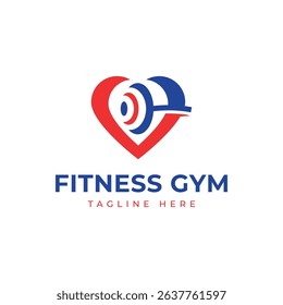 Fitness Gym business logo design modern minimal heart dumbbell design