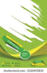 Fitness and GYM Center Flyer Template. Sports Event Flyer Template With Yellow-Green. GYM, Workout, Fitness and Sports Social Media Flyer 