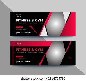 Fitness or gym center promotional facebook cover template design vector