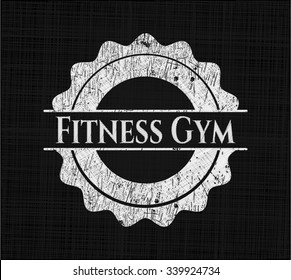 Fitness Gym chalk emblem written on a blackboard