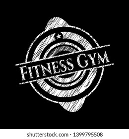 Fitness Gym chalkboard emblem on black board. Vector Illustration. Detailed.