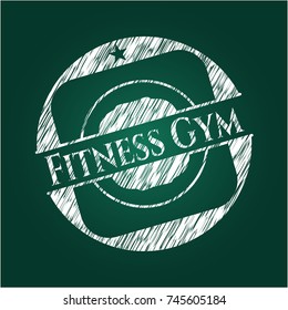 Fitness Gym chalkboard emblem on black board
