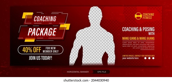 Fitness gym coaching package horizontal banner template