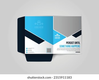 Fitness Gym Company Business folder for files, design. The layout is for posting information about the company, photo, text. Business Presentation Folder Template For Corporate Office