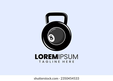 Fitness gym concept vector logo label icon emblem with sport kettlebell shape workout bodybuilding