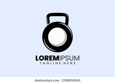 Fitness-Fitness-Konzept, Vektorlogo Symbol mit Sport kettlebell Form Workout Aufbau