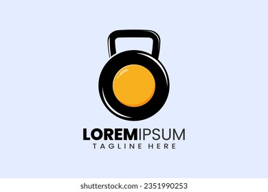 Fitness gym concept vector logo label icon emblem with biscuit kettlebell shape workout bodybuilding