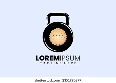 Fitness gym concept vector logo label icon emblem with biscuit kettlebell shape workout bodybuilding