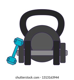 Fitness and gym equipment blue lines