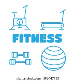 Fitness gym exercise equipment. Fitness vector icons