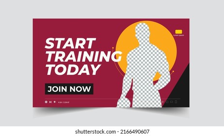 Fitness-Fitness-Fitnessstudio Vorschaubild und Webbanner-Vorlage