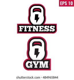 Fitness and gym. Flat vector icon, logo, logotype, symbol, mark design illustration on white background. Can be used for sport, workout.