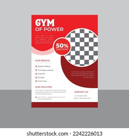 Fitness Gym Flyer, Fitness Body Building flyer A4 size template for Fitness center