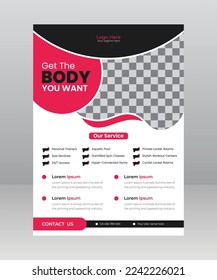 Fitness Gym Flyer, Fitness Body Building flyer A4 size template for Fitness center